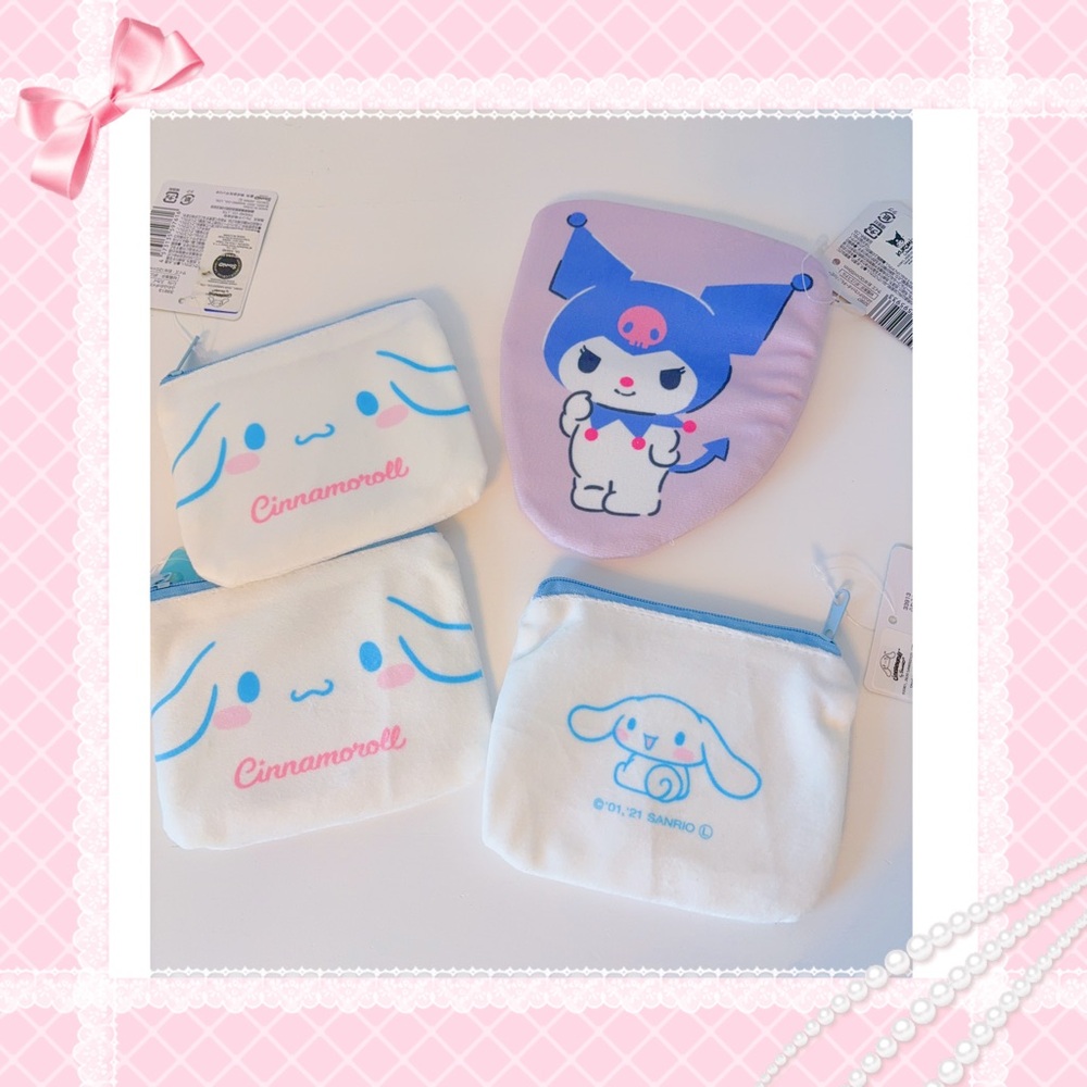 NWT-3 for$10-cute kawaii Sanrio Kuromi/Cinnamoroll soft zipper pouch